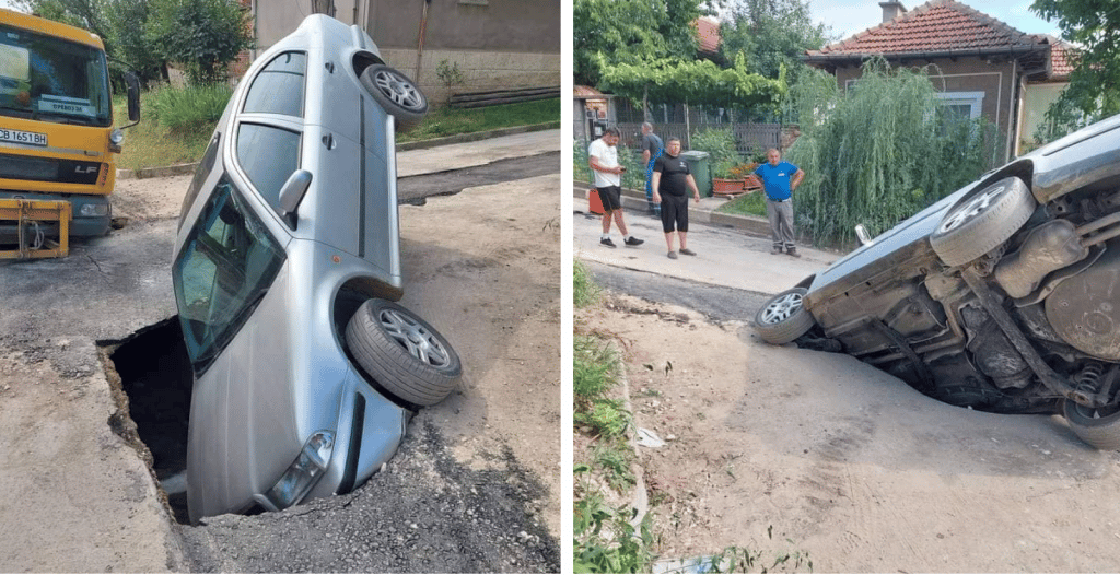 Дупка погълна автомобил в „Долапите“