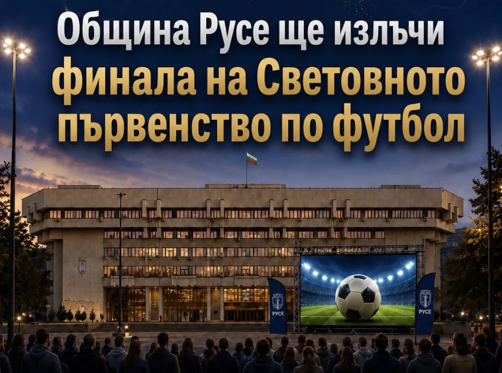 Финалът на Мондиал 2026 ще бъде излъчен на видеостената пред сградата на Община Русе